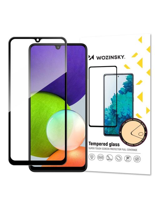 Wozinsky Tempered Glass Full Glue Super Tough Screen Protector Full Coveraged with Frame Case Friendly for Samsung Galaxy A22 4G black