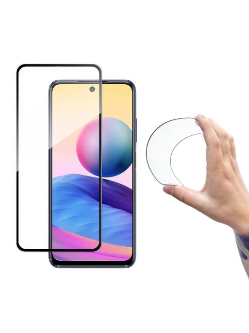 Wozinsky Full Cover Flexi Nano Glass Hybrid Screen Protector with frame for Xiaomi Redmi Note 10 5G black