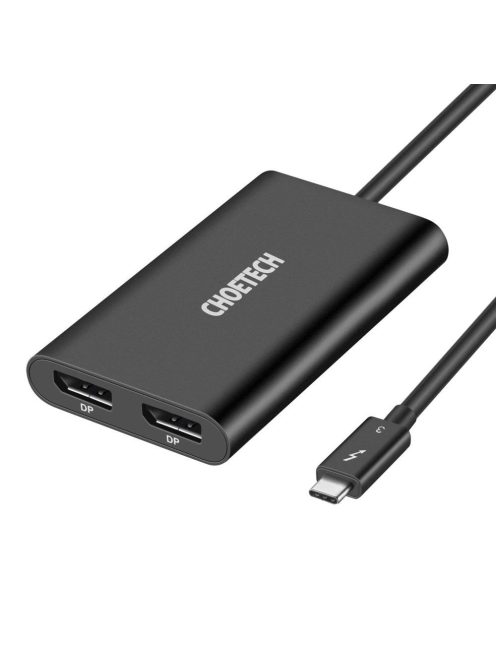 Choetech plug adapter USB Type C Thunderbolt 3 (40Gbps) - 2x DisplayPort 4K 60Hz black (HUB-D03)