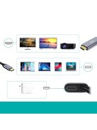 Choetech unidirectional adapter USB type C (male) to HDMI 4K 60Hz (male) + power supply Power Delivery 60W 1,8m gray (XCH-M180-GY)