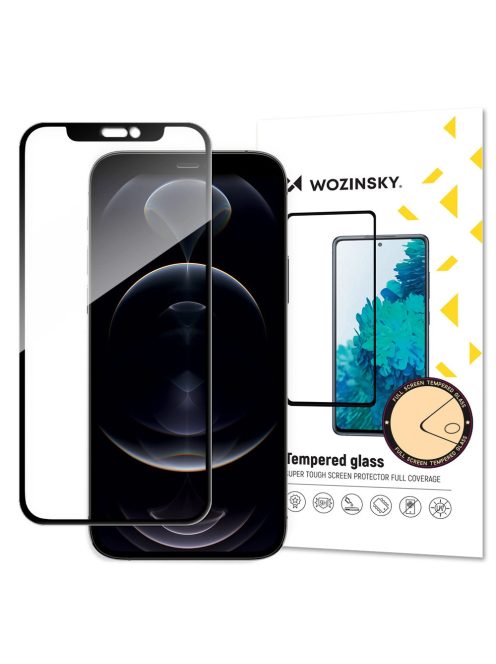 Wozinsky super tough Full Glue full screen tempered glass with Case Friendly frame iPhone 14 Max / 13 Pro Max black