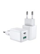 Joyroom wall charger (EU plug) USB / USB Type C 30W Power Delivery QuickCharge 3.0 AFC FCP white (L-QP303)