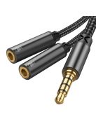 Joyroom splitter SY-A04 AUX mini jack 3.5 mm (male) - 2x mini jack 3.5 mm (female) 0.2m - black