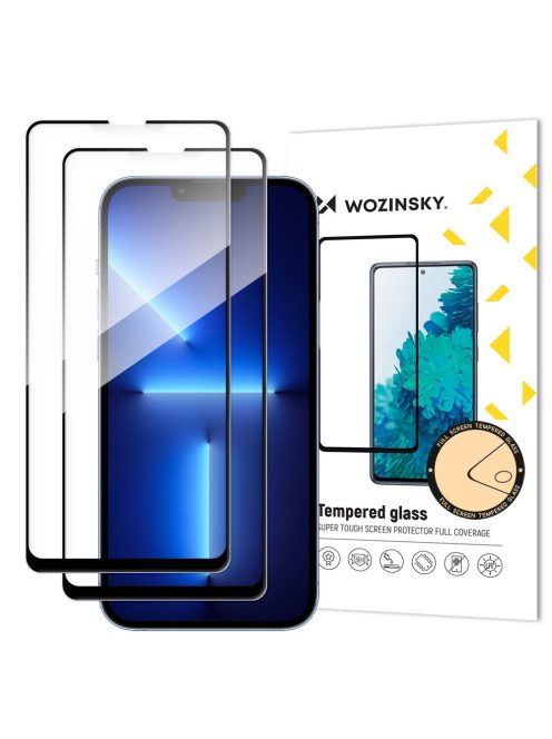 Wozinsky set of 2x super durable Full Glue tempered glass with frame Case Friendly iPhone 14, iPhone 13 Pro / iPhone 13 black