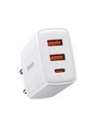 Baseus Compact fast charger 2x USB / USB Type C 30W 3A Power Delivery Quick Charge white (CCXJ-E02)