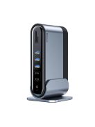 Baseus multifunctional HUB 3x USB 3.2 Gen 1 / 2x USB 2.0 / 2x USB Type C / SD and micro SD card reader / AUX / 3x HDMI / RJ45 1Gbps Power Delivery 100W (EU / CN / UK plugs) gray (CAHUB-DG0G)