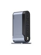 Baseus multifunctional HUB 3x USB 3.2 Gen 1 / 2x USB 2.0 / 2x USB Type C / SD and micro SD card reader / AUX / 3x HDMI / RJ45 1Gbps Power Delivery 100W (EU / CN / UK plugs) gray (CAHUB-DG0G)