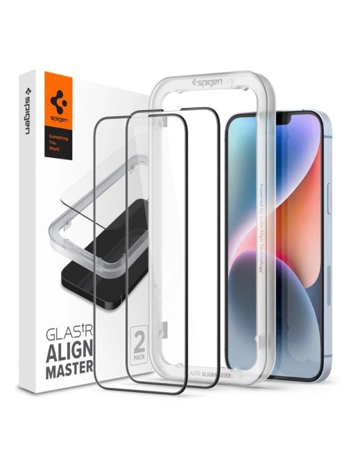 TEMPERED GLASS Spigen ALM GLASS FC 2-PACK IPHONE 13/13 PRO / 14 BLACK