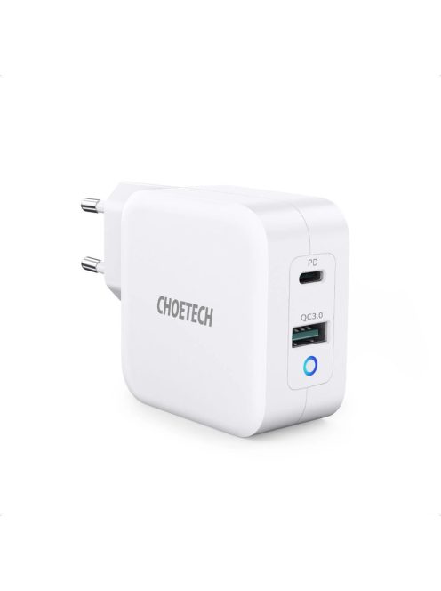 Choetech fast GaN wall charger USB Type C PD USB-A QC3.0 65W 3,25A white (PD8002)