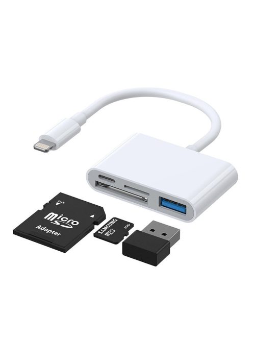 Joyroom S-H142 Lightning OTG HUB - USB-A 3.2 / Lightning / SD, TF card reader - white