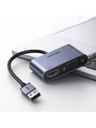 Ugreen CM449 adapter converter USB - HDMI 1.3 (1920x1080 60Hz) + VGA 1.2 (1920x1080 60Hz) gray