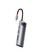 Baseus Metal Gleam Series multifunctional USB HUB 7in1 Type C HDMI TF PD card reader gray (WKWG020113)