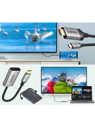 Choetech kit adapter HUB USB Type C - HDMI 2.0 (3840 x 2160 @ 60Hz) gray (HUB-H12) + USB cable Type C - HDMI (3840 x 2160 @ 60Hz) 2m gray (CH0021)