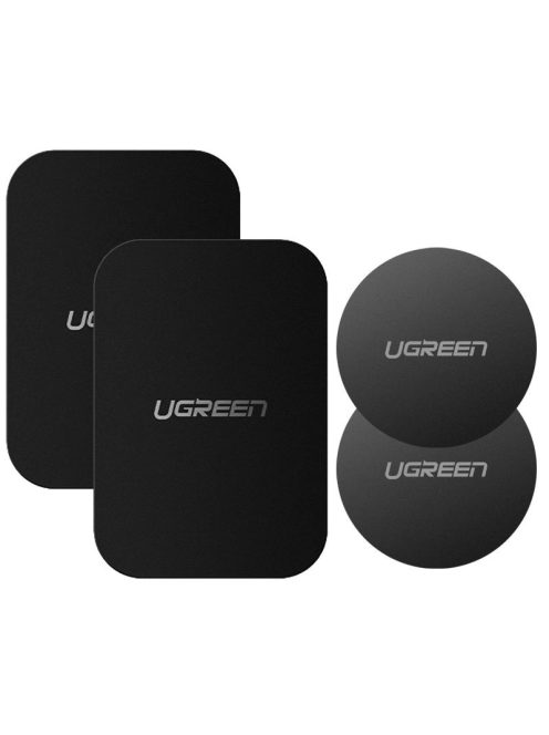 Ugreen LP123 50416 round/rectangular metal plates for magnetic phone holders - black (4 pcs)