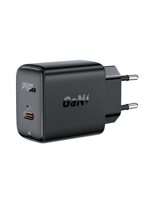 Acefast charger GaN USB Type C 30W, PD, QC 3.0, AFC, FCP black (A21 black)