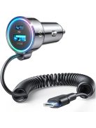 Joyroom 3 in 1 fast car charger with USB Type C cable 1.6m 60W black (JR-CL07)