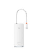 Baseus Lite Series multifunctional HUB USB Type C - 2 x USB 3.0 / USB Type C PD / HDMI 1,4 / SD / TF white (WKQX050102)