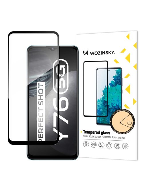 Wozinsky Tempered Glass Full Glue Super Tough Screen Protector Full Coveraged with Frame Case Friendly for Vivo Y76 5G / Y76s / Y74s black