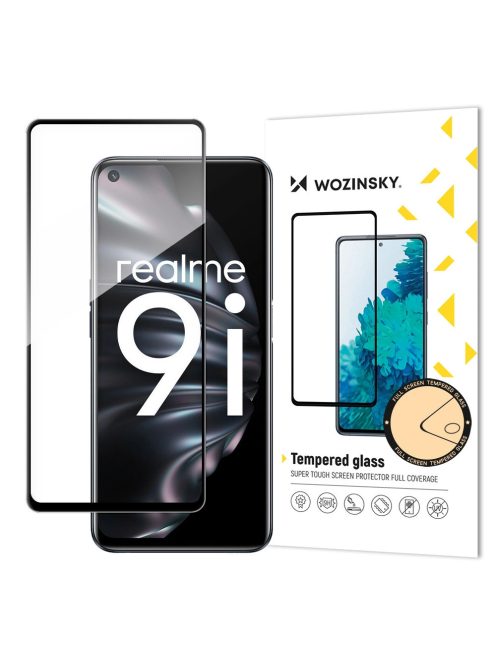 Wozinsky Tempered Glass Full Glue Super Tough Screen Protector Full Coveraged with Frame Case Friendly for Oppo A76 / Oppo A36 / Realme 9i black