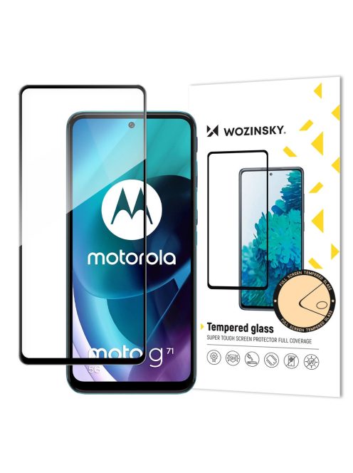 Wozinsky Tempered Glass Full Glue Super Tough Screen Protector Full Coveraged with Frame Case Friendly for Motorola Moto G71 5G black