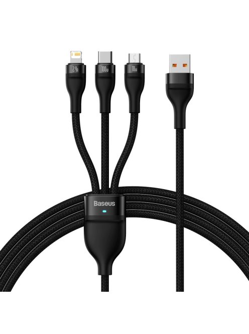 Baseus Flash Series II cable USB - USB Type C / Lightning / micro USB 100 W 1.2 m black (CASS030001)