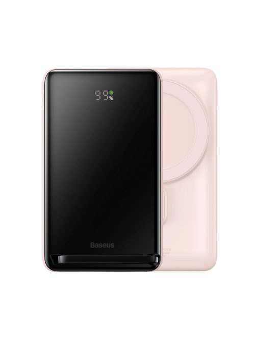 Baseus Magnetic Bracket power bank with wireless charging MagSafe 10000mAh 20W pink (PPCX000004) + USB Type C cable Baseus Xiaobai Series 60W 0.5m