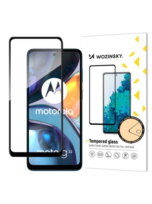 Wozinsky Super Durable Full Glue Tempered Glass Full Screen With Frame Case Friendly Motorola Moto G22 Black