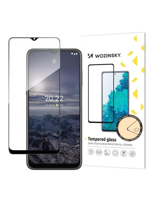 Wozinsky super tough full glue tempered glass full screen with frame case friendly nokia g21 / g11 black