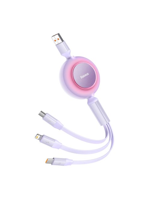 Baseus Bright Mirror 2 retractable cable 3in1 cable USB Type A - micro USB + Lightning + USB Type C 66W 1.1m purple (CAMJ010105)