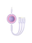 Baseus Bright Mirror 2 retractable cable 3in1 cable USB Type A - micro USB + Lightning + USB Type C 66W 1.1m purple (CAMJ010105)