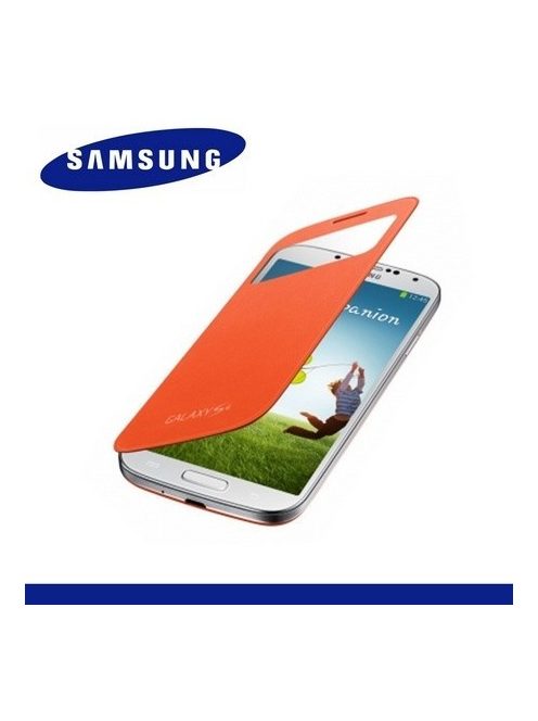 Samsung Galaxy S4 telefonvédő (hívószámkijelzés, S-View Cover) Flip, NARANCSSÁRGA