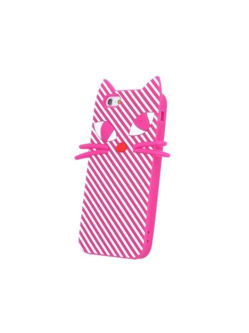 iPhone 7 Cuki Szilikon Tok Cica - Cat 3D Pink