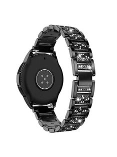   18mm 3-beads Rhinestone Decor Smart Watch Strap Metal Wrist Band for Garmin Venu 2S/Vivoactive 4S - Black