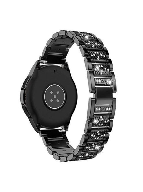 18mm 3-beads Rhinestone Decor Smart Watch Strap Metal Wrist Band for Garmin Venu 2S/Vivoactive 4S - Black