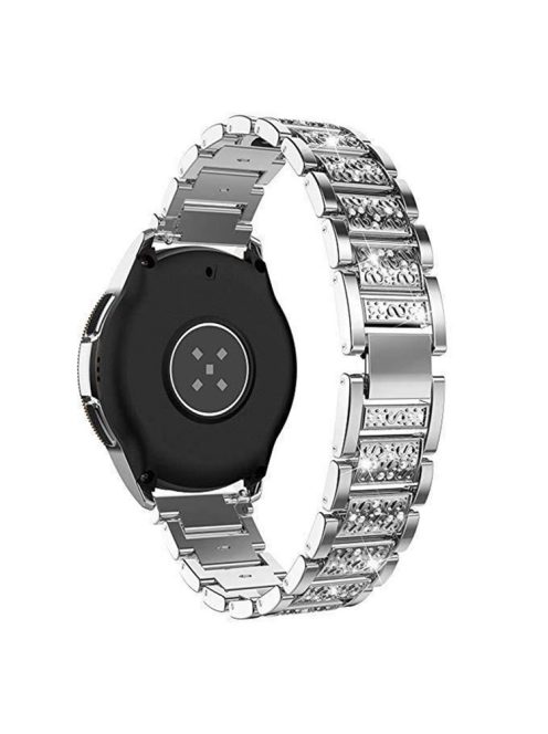 18mm 3-beads Rhinestone Decor Smart Watch Strap Metal Wrist Band for Garmin Venu 2S/Vivoactive 4S - Silver