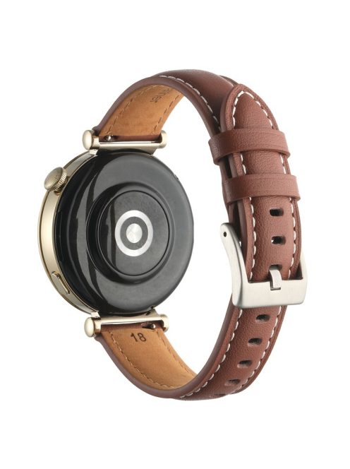 18mm Watch Strap for Huawei Watch GT 4 41mm / Garmin Venu 3S Genuine Cow Leather Watch Band - Caramel