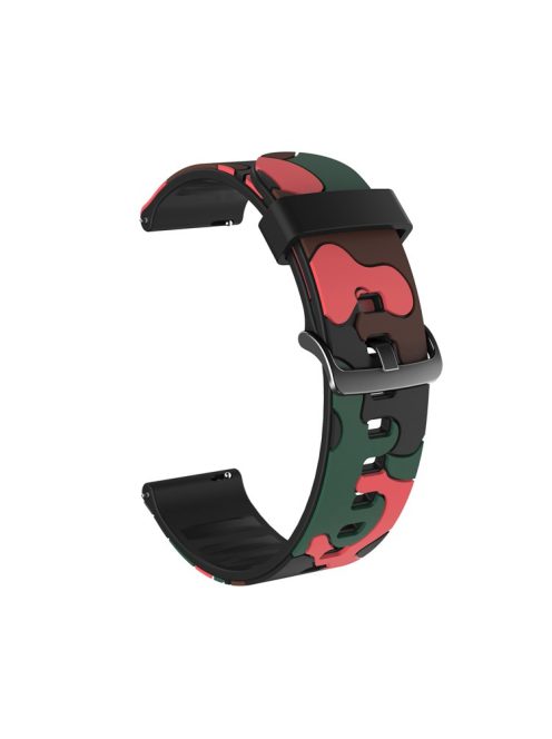 20mm Camouflage Skin Silicone Watch Band for Samsung Galaxy Watch Active1/2/Watch 42mm/Gear Sport/Huami Amazfit GTR 42mm/Bip GTS/Garmin Vivoactive 3/Move HR/Huawei Watch GT2 42mm - Red