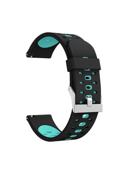 20mm Dual-colors Silicone Smart Watch Replacement Band for Garmin Forerunner 245 - Black/Cyan