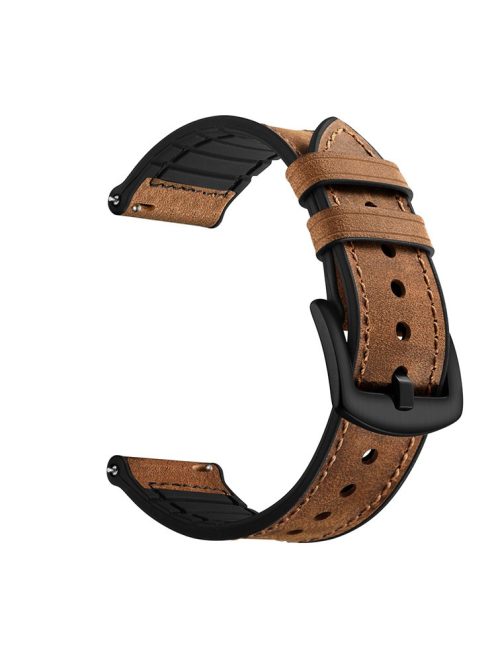 20mm Genuine Leather Coated Silicone Smart Watch Band for Garmin Vivoactive 3/Vivomove HR