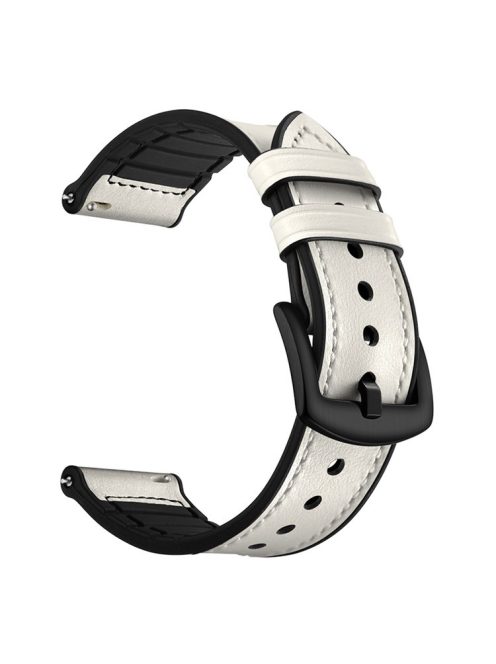 20mm Genuine Leather Coated Silicone Smart Watch Band for Garmin Vivoactive 3/Vivomove HR - White