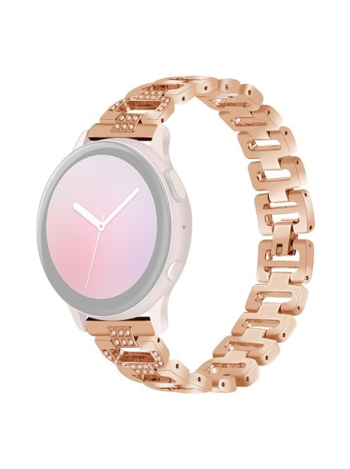 20mm Stainless Steel Watchband for Huami Amazfit GTS Samsung Gear S2 Classic Garmin Vivoactive 3 Universal Rhinestone Decorative D-Chain Watch Strap - Rose Gold