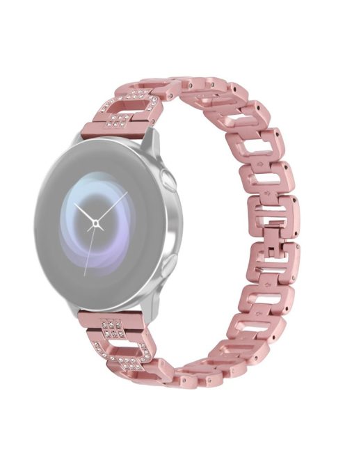 20mm Stainless Steel Watchband for Huami Amazfit GTS Samsung Gear S2 Classic Garmin Vivoactive 3 Universal Rhinestone Decorative D-Chain Watch Strap - Rose Pink