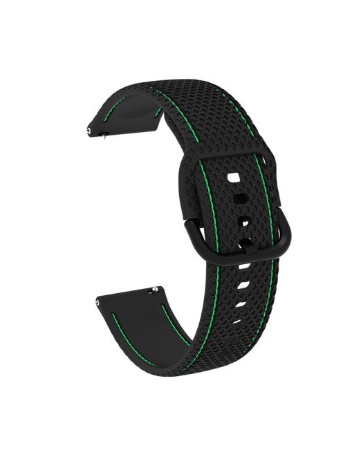 20mm Stitching Line Silicone Watchband Strap Replacement for Samsung Galaxy Watch Active/Active2 40mm/Watch 42mm/Huami Amazfit GTR (42mm)/Garmin vivoactive 3/Huawei Watch GT2 (42mm) - Black/Green