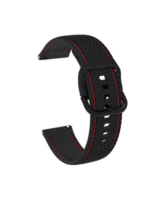 20mm Stitching Line Silicone Watchband Strap Replacement for Samsung Galaxy Watch Active/Active2 40mm/Watch 42mm/Huami Amazfit GTR (42mm)/Garmin vivoactive 3/Huawei Watch GT2 (42mm) - Black/Red