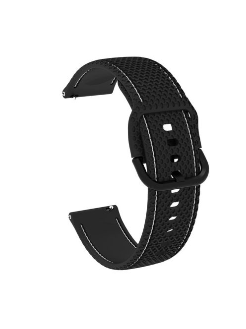 20mm Stitching Line Silicone Watchband Strap Replacement for Samsung Galaxy Watch Active/Active2 40mm/Watch 42mm/Huami Amazfit GTR (42mm)/Garmin vivoactive 3/Huawei Watch GT2 (42mm) - Black/White