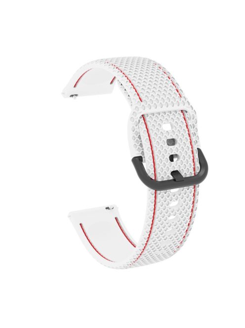 20mm Stitching Line Silicone Watchband Strap Replacement for Samsung Galaxy Watch Active/Active2 40mm/Watch 42mm/Huami Amazfit GTR (42mm)/Garmin vivoactive 3/Huawei Watch GT2 (42mm) - White/Red