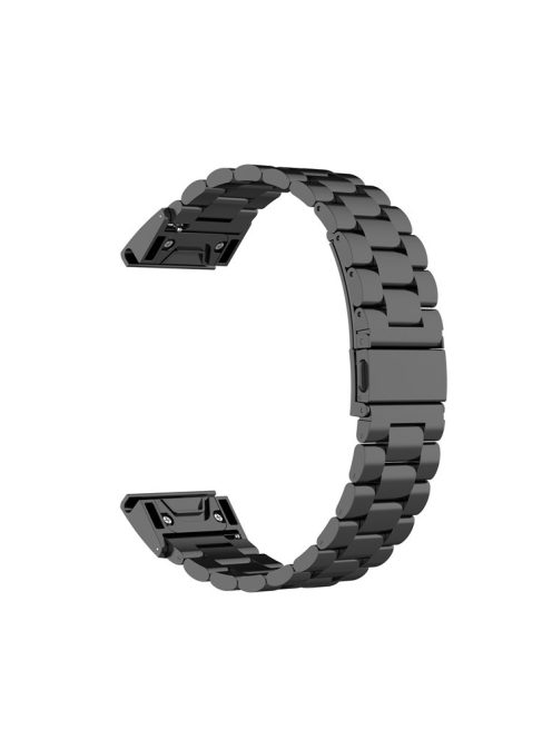 20mm Three Beads Watch Band Replacement Stainless Steel Watch Strap for Garmin Fenix 6S - Black