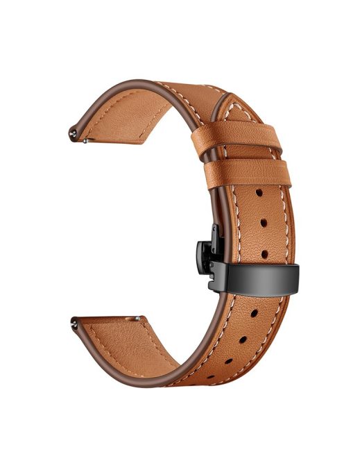 20mm Top-layer Cowhide Leather Genuine Leather Watch Strap Replacement for Garmin Vivoactive 3 / Vivomove HR - Black+Brown