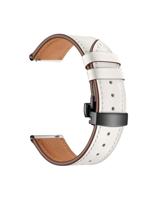 20mm Top-layer Cowhide Leather Genuine Leather Watch Strap Replacement for Garmin Vivoactive 3 / Vivomove HR - Black+White