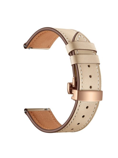 20mm Top-layer Cowhide Leather Genuine Leather Watch Strap Replacement for Garmin Vivoactive 3 / Vivomove HR - Rose Gold+Apricot